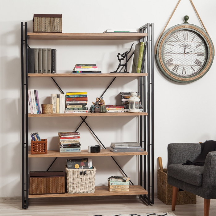Hanah Home Cosmo Fix Estantería Industrial Pino Atlántico y Negro